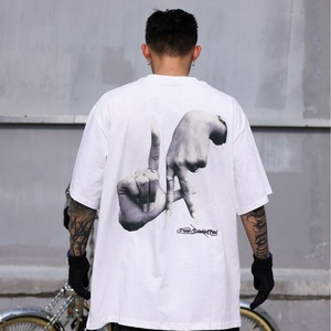 Áo thun in chữ hoa văn logo LA, chất liệu cotton 100%, kiểu dáng rộng rãi phong cách hip-hop, cổ nhỏ, in kỹ thuật số, thiết kế trơn. - Product Image 3