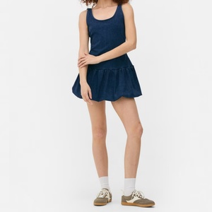 Vestidos de Algodón 100% Nuevos de Fábrica para Mujer, Vestido Midi con Volantes, Cuello Redondo Vintage, Cintura Alta, Estilo Casual - Product Image 2