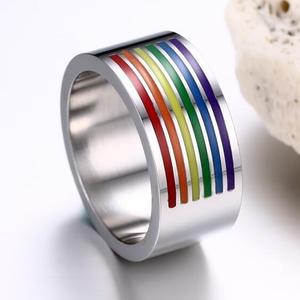 Aliança de arco-íris de personalidade, joias de orgulho <span class=keywords><strong>gay</strong></span> para homens e mulheres, clássico, festa de noivado - Product Image 4