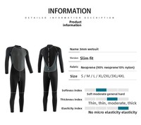 Combinaison de plongée intégrale en néoprène premium 3 mm, fermeture éclair dorsale, chaleur maximale, coupe-vent, anti-frottement