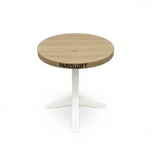 Table d'appoint ronde en bois Parisloft, diamètre 15,75 pouces, base blanche, design rustique, table pour salon ou chambre d'enfant - Product Image 1