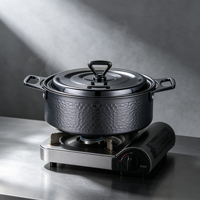 Mini-marmite commerciale 3 plis en acier inoxydable avec couvercle, finition martelée, double poignée, compatible induction, pour shabu-shabu