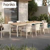 Table de jardin extensible de luxe en aluminium résistant aux intempéries, mobilier d'extérieur moderne, ensemble table et chaises