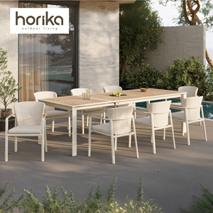 Tavolo <span class=keywords><strong>da</strong></span> Pranzo <span class=keywords><strong>da</strong></span> <span class=keywords><strong>Giardino</strong></span> Estensibile di Lusso con Telaio in Alluminio per Tutte le Stagioni, Set Moderno di Tavolo e Sedie <span class=keywords><strong>da</strong></span> Esterno - Product Image 1