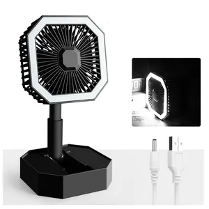 2022 china hot selling Home Office USB Rechargeable Desktop Telescopic Fan Cordless LED Light Small Table Fan USB fan