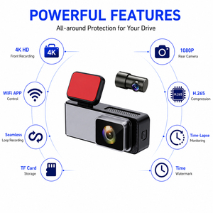 4K Dual Lens Car Dash Cam with <b>WiFi</b> 1.5 Inch IPS Screen 24H Parking Monitor Optional GPS Driving Recorder - Product Image 2