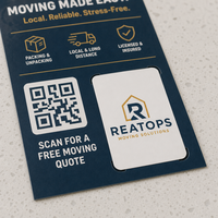 Cartes de visite personnalisées pour services de déménagement, publicité porte-à-porte pour le quartier, prospectus imprimés pour la génération de prospects locale
