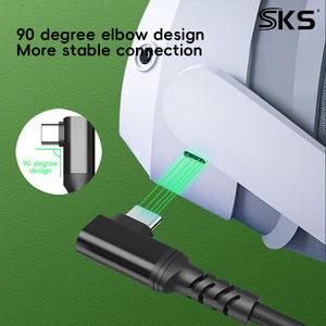 Kabel USB Tipe C 1M 2M Nilon Dikepang 90 Derajat 60W Pengisian Cepat Transfer Data 5Gbps untuk Komputer MacBook IOS <span class=keywords><strong>2</strong></span> <span class=keywords><strong>3</strong></span> - Product Image 2