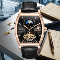 Montre mécanique automatique pour homme TEVISE 8383D, phase de lune personnalisée, squelette, tourbillon, montre-bracelet de luxe, vente en gros d'usine