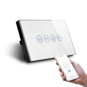 미국 표준 터치 유리 패널 더블 키 커튼 스위치 스마트 라이프 Tuya App 와이파이 음성 제어 홈 자동화 스마트 벽 스위치