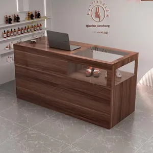 Mostrador de Caja para Tienda de Ropa Femenina, Mesa de Bar Pequeña, Cuero, Estilo Simple y Elegante, Recepción, Personalizable - Product Image 1