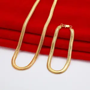 6毫米扁平蛇链项链珠宝黄金人字项链大粗人字链项链