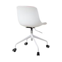 Chaise de bureau ergonomique moderne haute densité en PP avec fonction pivotante réglable en hauteur, structure en plastique et pieds électroplaqués