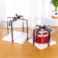 Boîte d'emballage pour gâteaux en gros 4/6/8/10/12 pouces, boîte simple en PET pour présentation de gâteaux de mariage, d'anniversaire ou de desserts, boîte à gâteaux transparente
