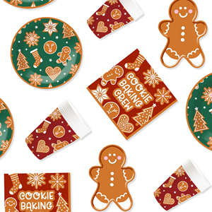 DAMAI Christmas Gingerbread Monster Themed Disposable Paper Plate and Cup Party Supplies for Christmas Event - Product Image 2