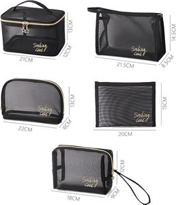 กระเป๋าเครื่องสำอางตาข่ายพับได้ขนาดใหญ่พร้อมกระเป๋าซิป กระเป๋าแต่งหน้าพกพาสำหรับการเดินทาง ใช้ได้ทั้งที่บ้านและที่ทำงาน - Product Image 4