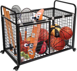 Eisen rahmens truktur Stapelbare Bälle Käfig Tragbare Körbe Kunden spezifische abschließbare Ballsp eicher Rolling Basketball Rack - Product Image 1