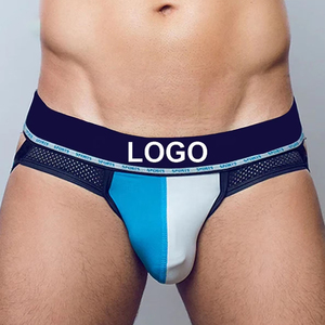 Sous-vêtements pour hommes CELINNE avec logo personnalisé, caleçons G-string, couleur unie, taille basse, respirants, en nylon et élasthanne tricoté - Product Image 5