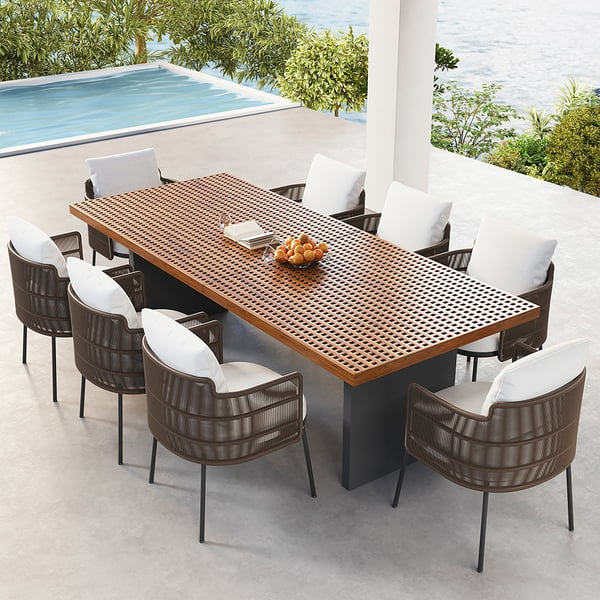 Luxury Modern Outdoor Dining Table And Chair Set 10 Person Patio Square Outdoor Dining Set