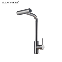 Grifo de Cocina SANIVITAL de Acero Inoxidable con Acabado Cromado, Monomando, Montaje en Encimera, 4 Funciones, Rociador Extraíble, Diseño de Cascada