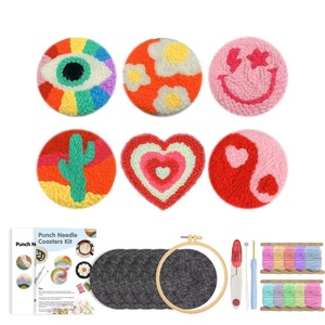 Kit de broderie fait main pour enfants débutants, base en tissu pour sous-verre à aiguille perforatrice, pour le point de croix et les travaux d'aiguille, marque XIXI - Product Image 5