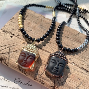 สร้อยคอจี้<span class=keywords><strong>พระ</strong></span>พุทธรูปหินธรรมชาติ BD-B3756 รุ่นใหม่ล่าสุด พร้อมลูกปัดและโซ่ สร้อยคอหินมงคล เครื่องประดับสำหรับผู้หญิงและผู้ชาย - Product Image 1