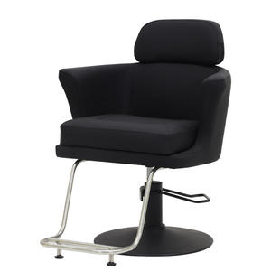 Chaise de barbier noire, petite, économique, avec base en acier inoxydable, couleur et logo personnalisables, pour salon de coiffure - Product Image 1