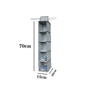 Organisateur de placard suspendu à 10 étagères en tissu gris, sac de rangement suspendu derrière les portes - Product Image 2