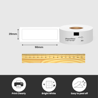 Rouleaux compatibles Dk-11201 29mm X 90mm X 400 étiquettes d'étiquettes d'adresse standard noir sur blanc DK-1201