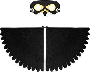 बच्चों के पक्षी पंखों की पोशाक ओएल और मोर मास्क लड़कों की लड़कियों को आंखों का मास्क और पंख सेट, हेलोलीन रंगीन फैंसी पोशाक - Product Image 6