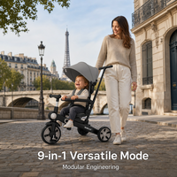 Vélo d'équilibre transformable 9-en-1 en alliage d'aluminium durable pour bébés, alternative au poussette, conforme aux normes EN71 ASTM