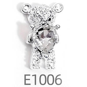 Оптовая продажа, золотые серебряные 3D-подвески для ногтей с плоским камнем - Product Image 6