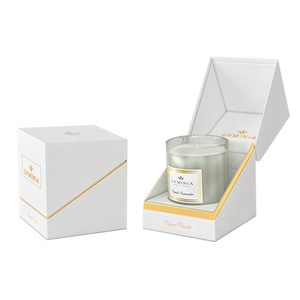 Customized luxury packaging white rigid paper round tube clamshell candle box