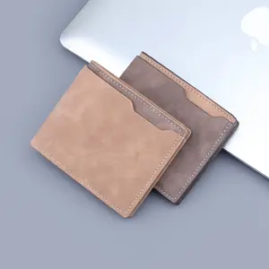Carteira de couro minimalista para homens, carteira com clipe de dinheiro para cartões de crédito, carteira de couro para homens, carteira curta