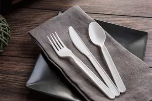 Eco Friendly Biodegradable Utensils Set Compostable Cutlery Set CPLA Knives Forks Spoons Disposable PLA Cutlery Set