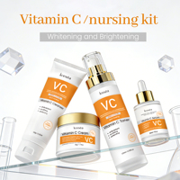 Ensemble de soins éclaircissants à la vitamine C OEM avec nettoyant, tonique, sérum et crème, routine en 4 étapes pour un blanchiment visible et une peau éclatante