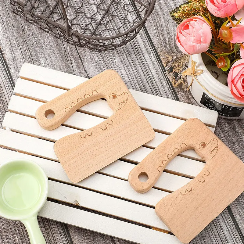 Amazon hot sale Wooden Kids Knife for Cooking Kid Safe Knives Kitchen Toy Vegetable and Fruit Cutter
