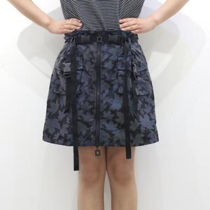ชุดกระโปรงยาวถึงเข่าเอวสูงมีซิปหน้าลายใบเมเปิ้ลสะท้อนแสงสีรุ้งชุดเครื่องแบบนักเรียนกระโปรงไนท์คลับชุดทำงาน - Product Image 2