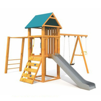 Ensembles de balançoires et de toboggans en bois pour enfants en vente, structure d'escalade en bois d'extérieur, ensemble de toboggan en bois avec accessoires en plastique