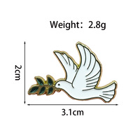 Broche Colombe Blanche avec Branche d'Olivier, Épinglette en Émail Symbole de Paix