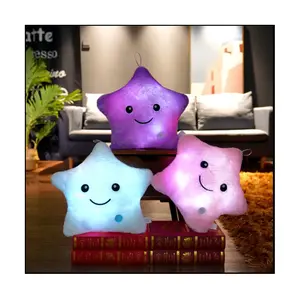 Promotion hot sale luminous pillow star cushion colorful luminous pillow plush doll LED lamp gift Christmas plush toy