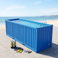 Conteneur maritime industriel extérieur de grande taille 40 pieds, préfabriqué, durable, avec fenêtre en verre, pour piscine et enseignement de la plongée