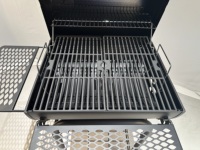 Barbecue au charbon de bois NL Premium avec revêtement en poudre de fer, table latérale et roues, pour usage extérieur en jardin et fêtes, personnalisable
