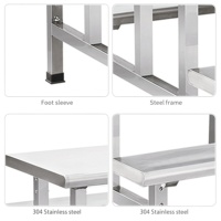 Ensemble de table à manger contemporaine en acier inoxydable 201 à quatre places à prix bas, chaises de salle à manger durables pour l'extérieur, restaurant, usage commercial