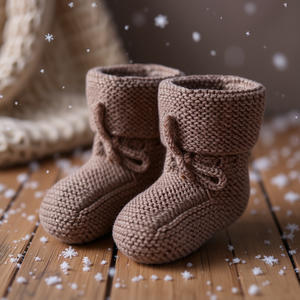 Calcetines de lana tejidos a mano Db, color beige oscuro, para recién nacidos de 0 a 12 meses, hasta el tobillo, calcetines afelpados de invierno para mujer - Product Image 2