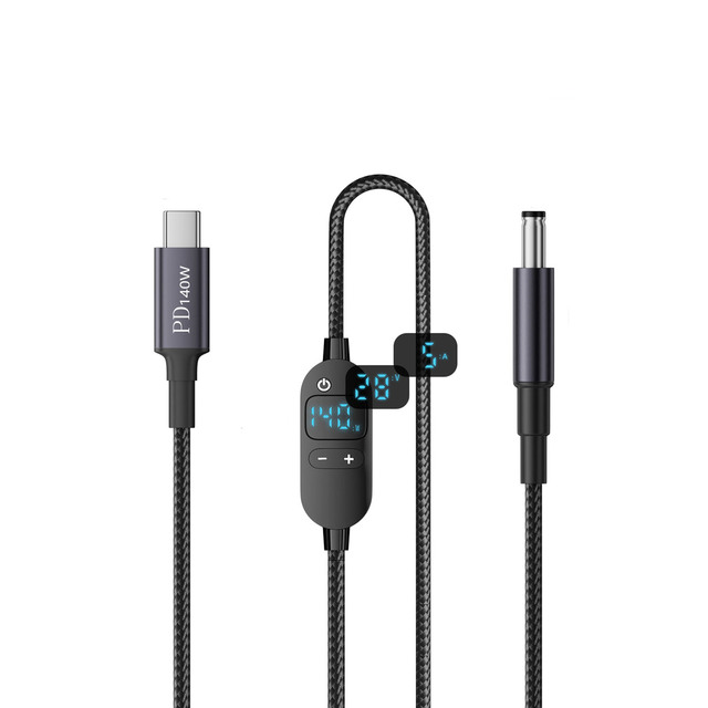 USB C to DC Power Cable 140W Type C to 5V 9V 12V 15V 20V 28V Adjustable Voltage Adapter Connector Cord for Laptop Router