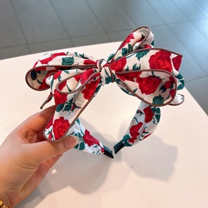 Retro phong cách Ins Phiên bản lớn <span class=keywords><strong>Bow</strong></span> Rose tóc Hoop đầu của phụ nữ mặc thời trang Headband - Product Image 5