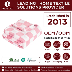 Coperta per Neonati Orvetex Creativa Anti-Pilling 100% Poliestere con Stampa a Scacchi Morbida <span class=keywords><strong>e</strong></span> Calda in Flanella - Product Image 1