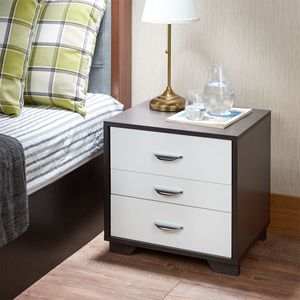 White And Black Finish Accent Table With Three <b>Drawers</b> <b>Storage</b> Unit <b>For</b> Bedroom Or Living Room - Product Image 2