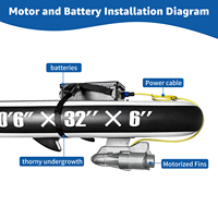 Moteur de kayak directionnel pour la pêche et le SUP, 9 km/h, hélice, propulseur sous-marin 360 W pour bateau de pêche gonflable, batterie 58 Ah